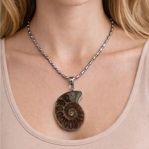 Silver Ammonite Pendant Necklace